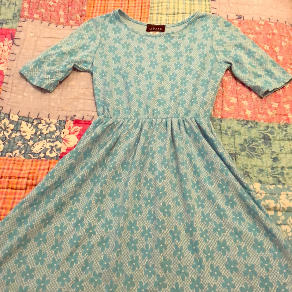 Blue floral print dress